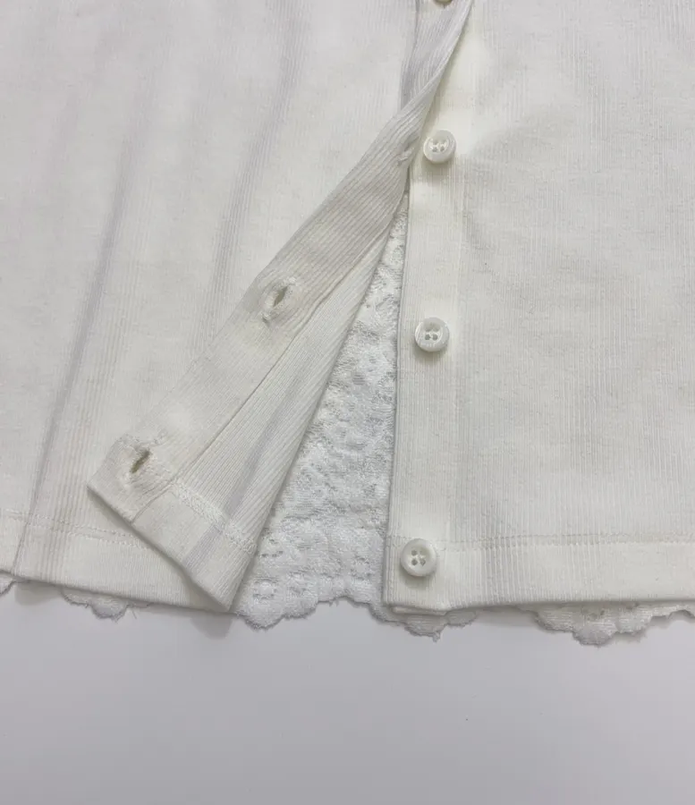 Ivory Crew-Neck Button Cardigan in Off-White, product view 11