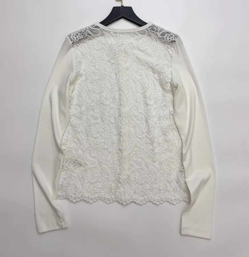 Ivory Crew-Neck Button Cardigan in Off-White, product view 12