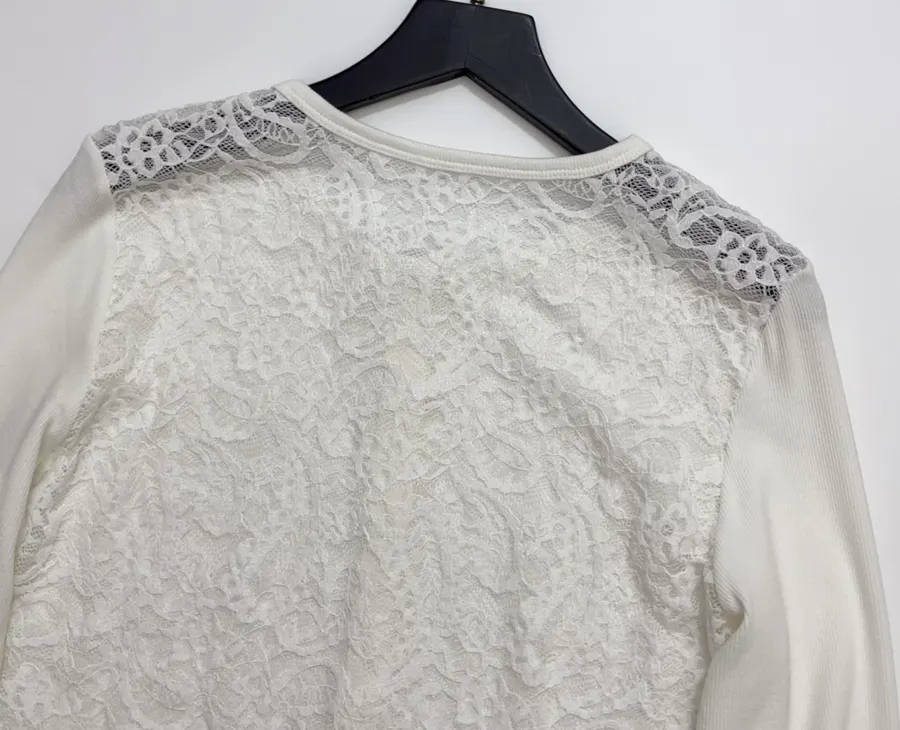 Ivory Crew-Neck Button Cardigan in Off-White, product view 13