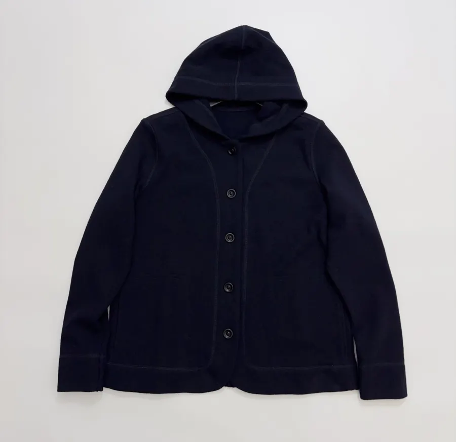 Navy Hooded Button-Front Jacket in Navy, product view 01