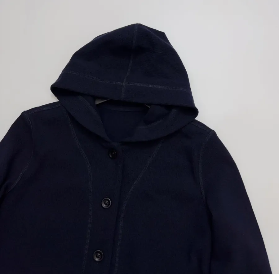 Navy Hooded Button-Front Jacket in Navy, product view 02