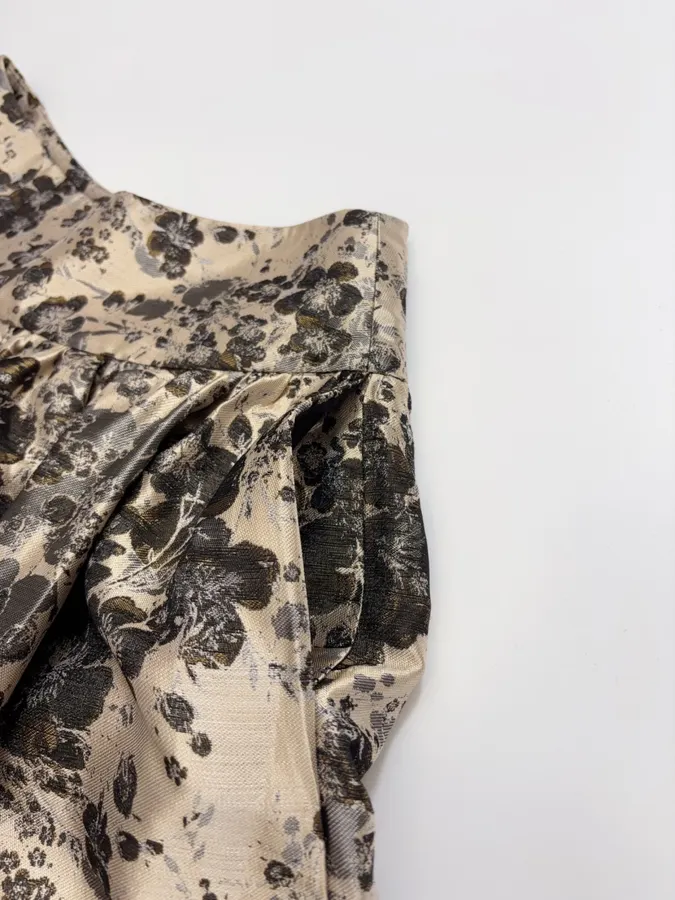 Cream and Black Floral Full Midi Skirt in Black, product view 04