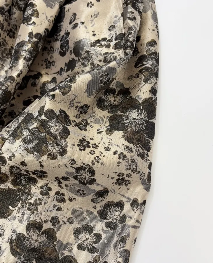Cream and Black Floral Full Midi Skirt in Black, product view 13