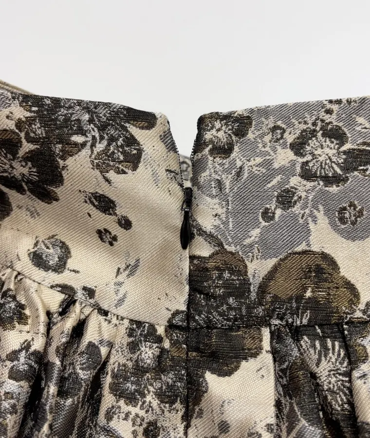 Cream and Black Floral Full Midi Skirt in Black, product view 16