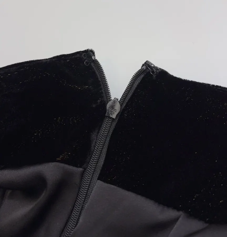 Black Velvet-Panel Strapless Mini Dress in Black, product view 05