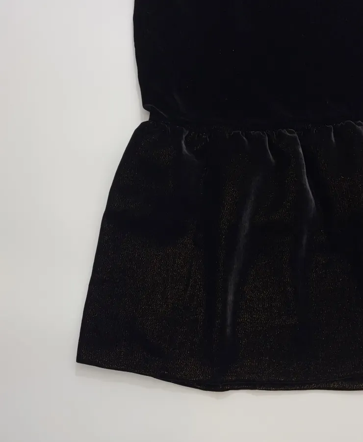 Black Velvet-Panel Strapless Mini Dress in Black, product view 07