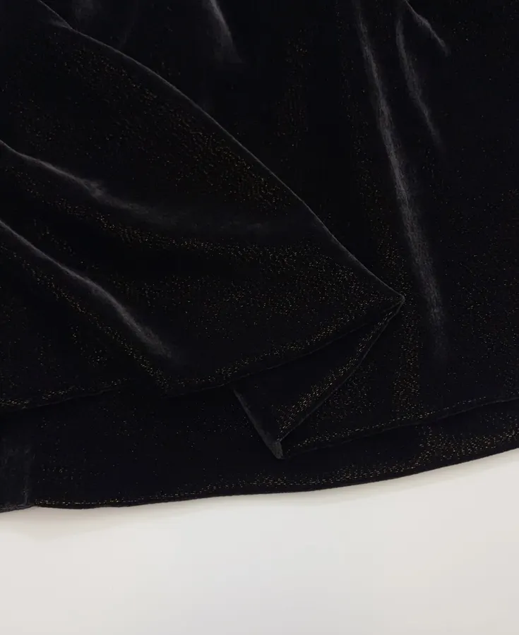 Black Velvet-Panel Strapless Mini Dress in Black, product view 09