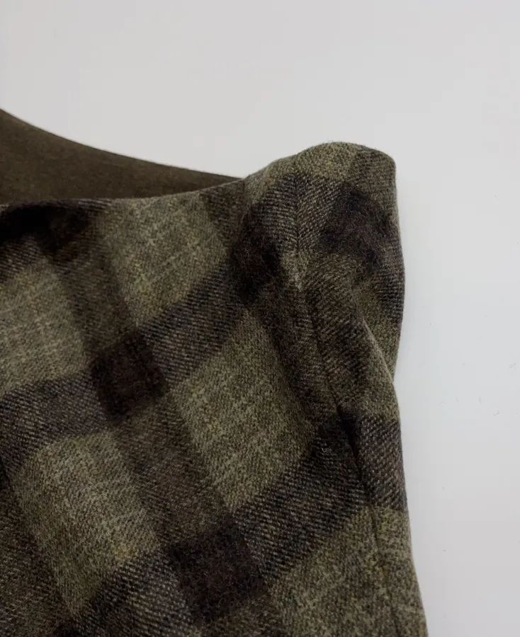 Vintage Plaid Tweed Long Skirt in Olive Green, product view 07