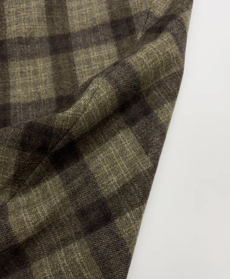 Vintage Plaid Tweed Long Skirt in Olive Green, product view 18