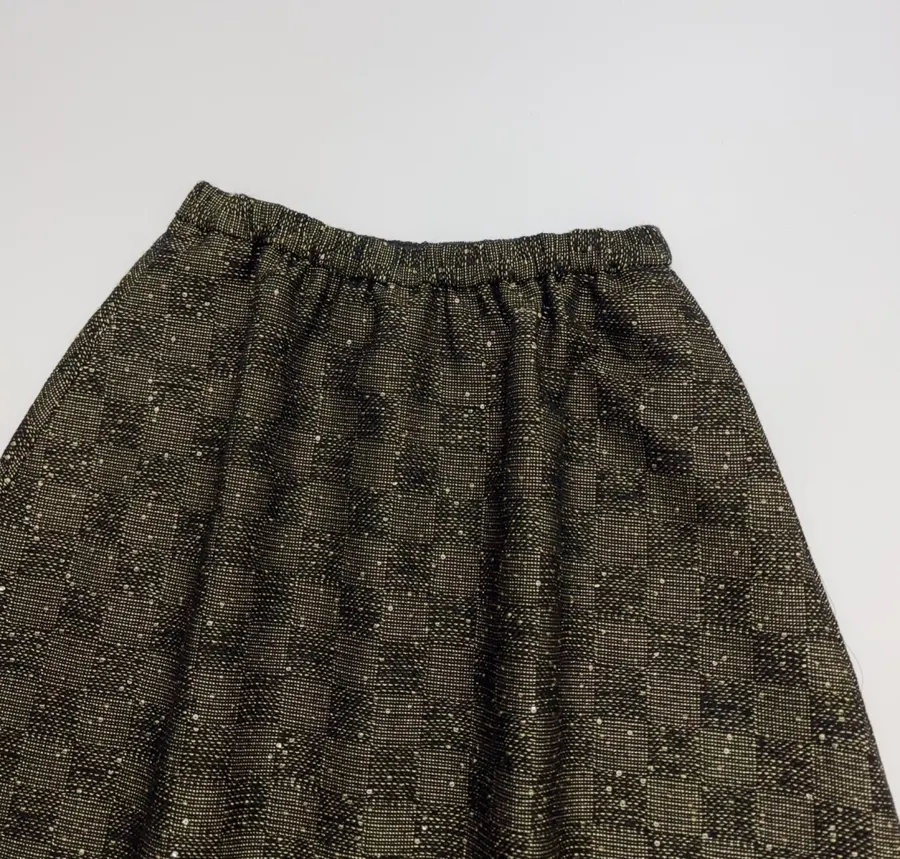 Charcoal Check Full Midi Skirt in Dark Gray, product view 02