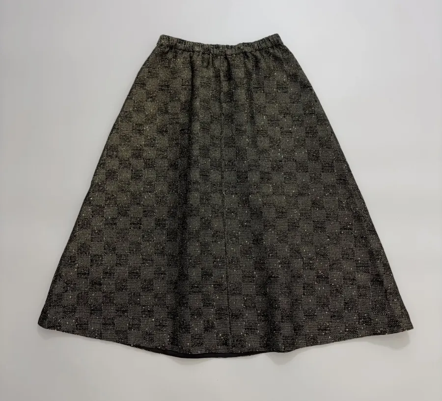 Charcoal Check Full Midi Skirt in Dark Gray, product view 13