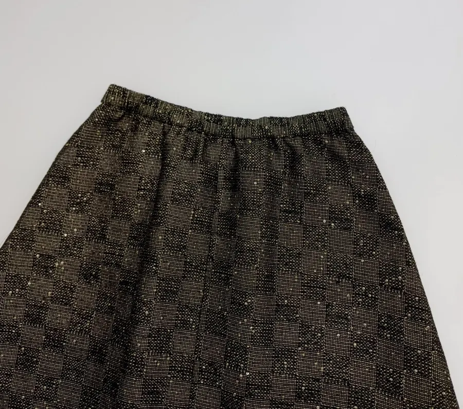 Charcoal Check Full Midi Skirt in Dark Gray, product view 14