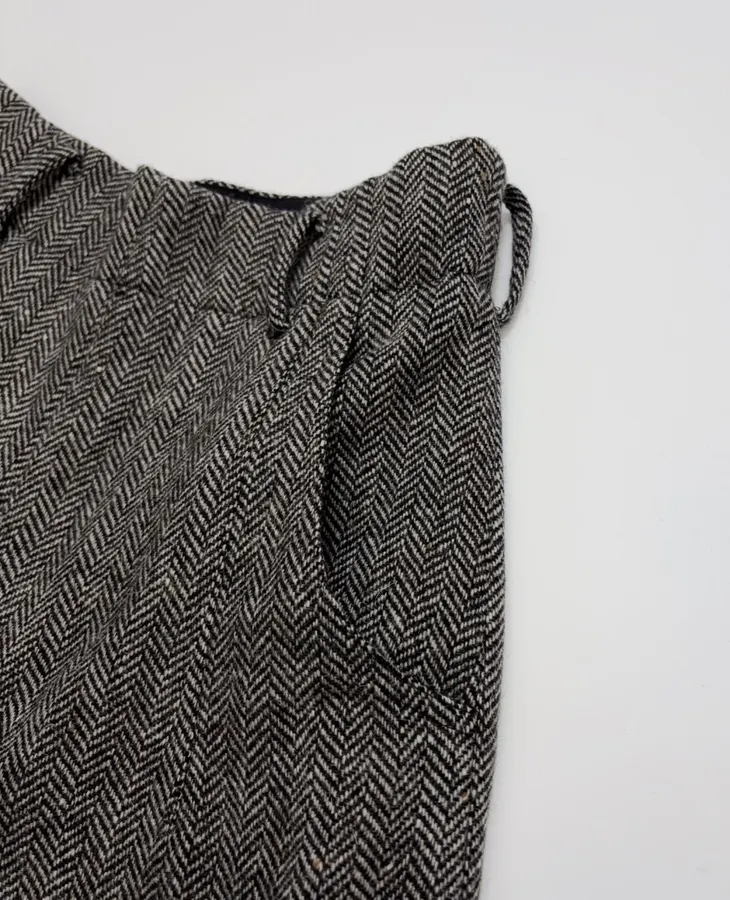 Grey Tweed High-Waist Wide-Leg Trousers in Gray, product view 04