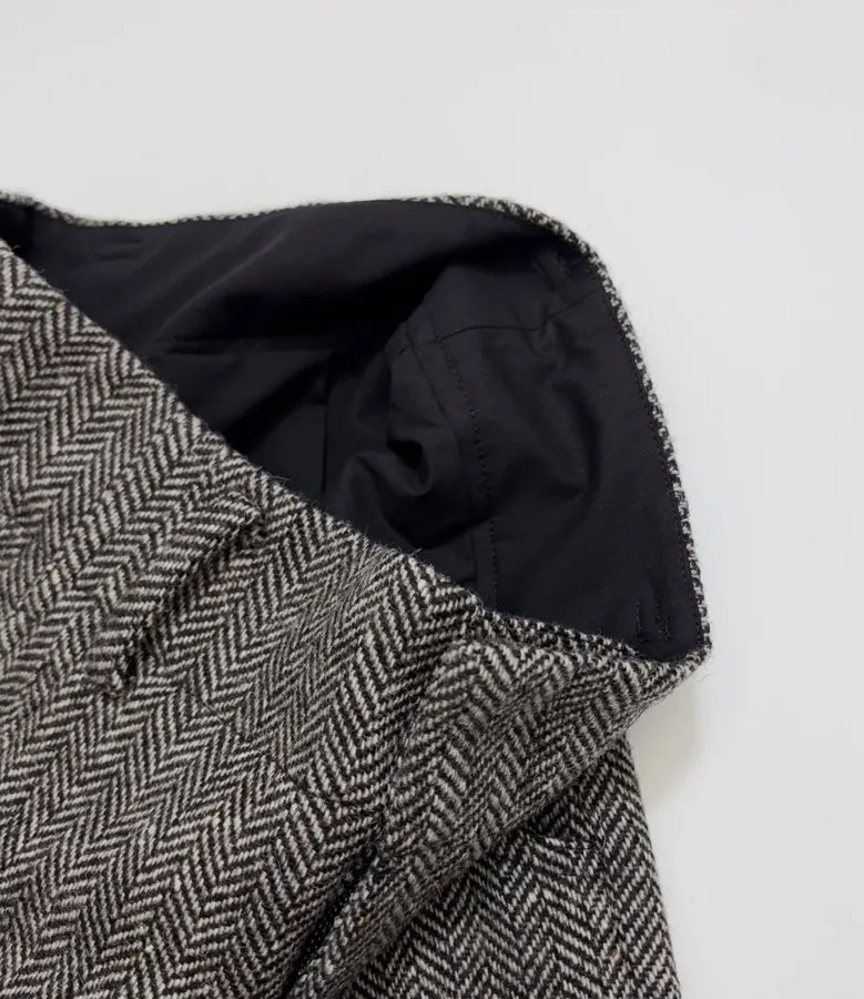 Grey Tweed High-Waist Wide-Leg Trousers in Gray, product view 06