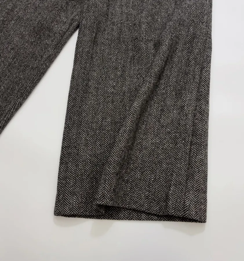 Grey Tweed High-Waist Wide-Leg Trousers in Gray, product view 08