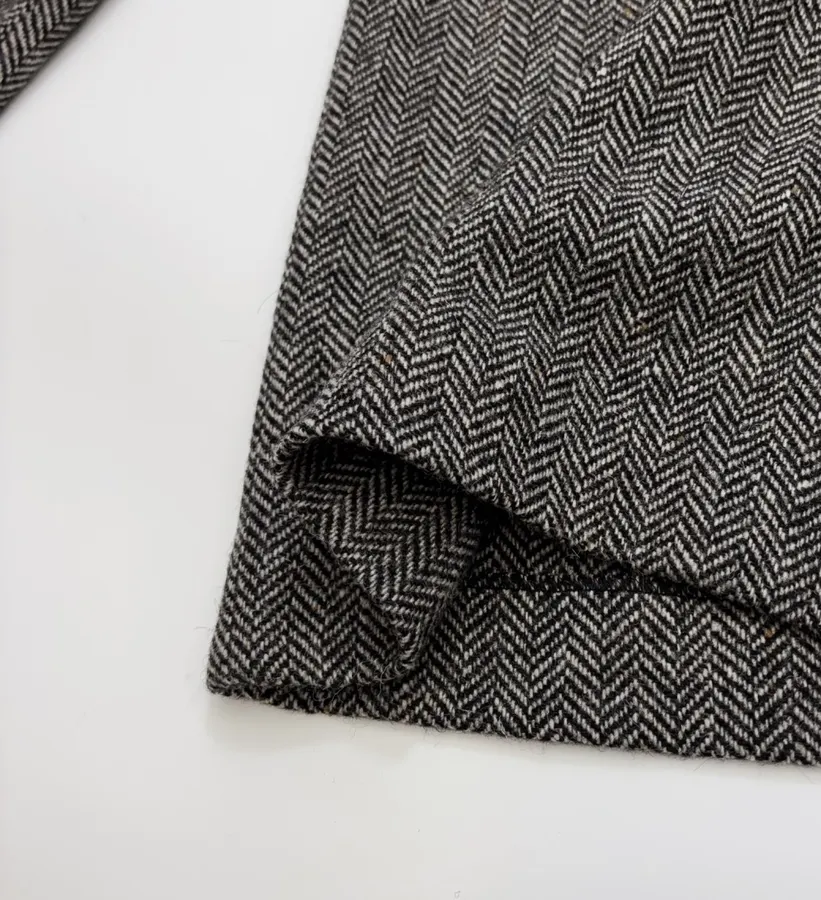 Grey Tweed High-Waist Wide-Leg Trousers in Gray, product view 09