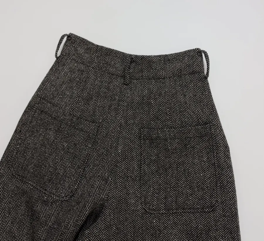 Grey Tweed High-Waist Wide-Leg Trousers in Gray, product view 13