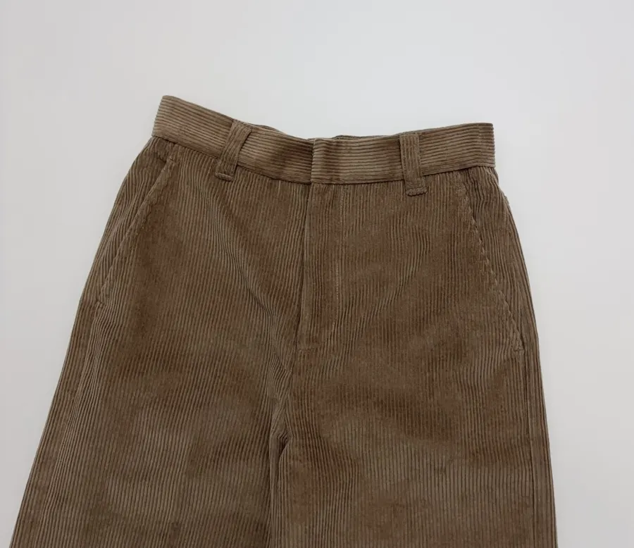 Taupe Corduroy High-Waist Straight-Leg Trousers in Taupe, product view 03
