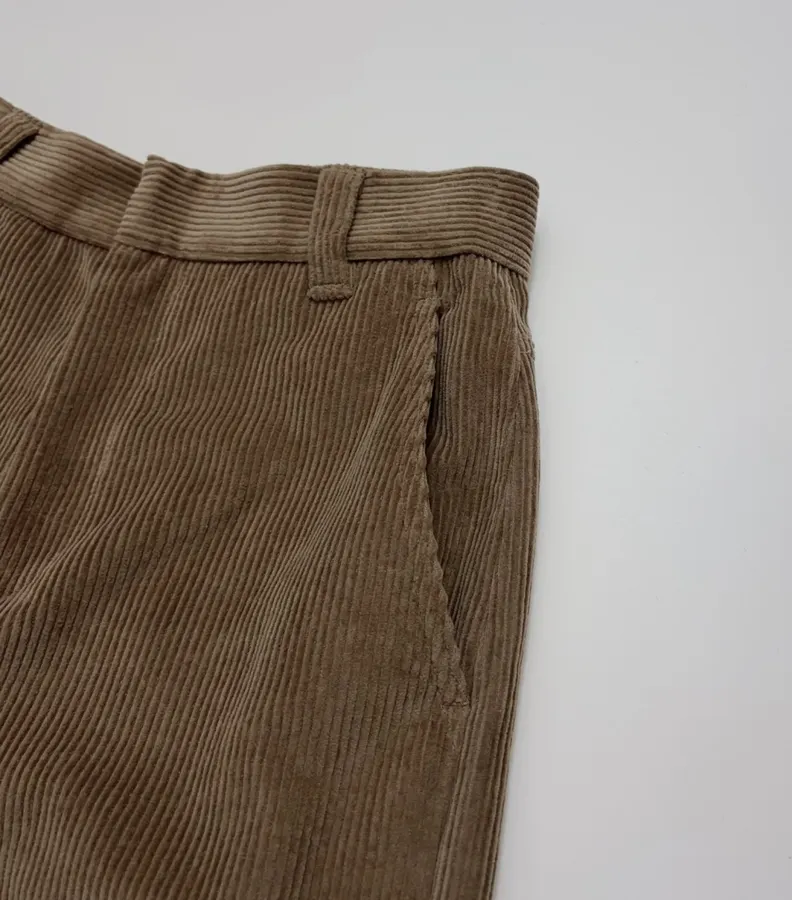 Taupe Corduroy High-Waist Straight-Leg Trousers in Taupe, product view 04
