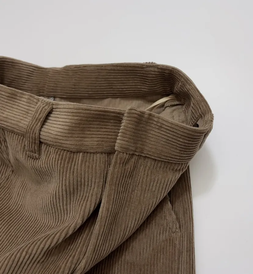 Taupe Corduroy High-Waist Straight-Leg Trousers in Taupe, product view 05