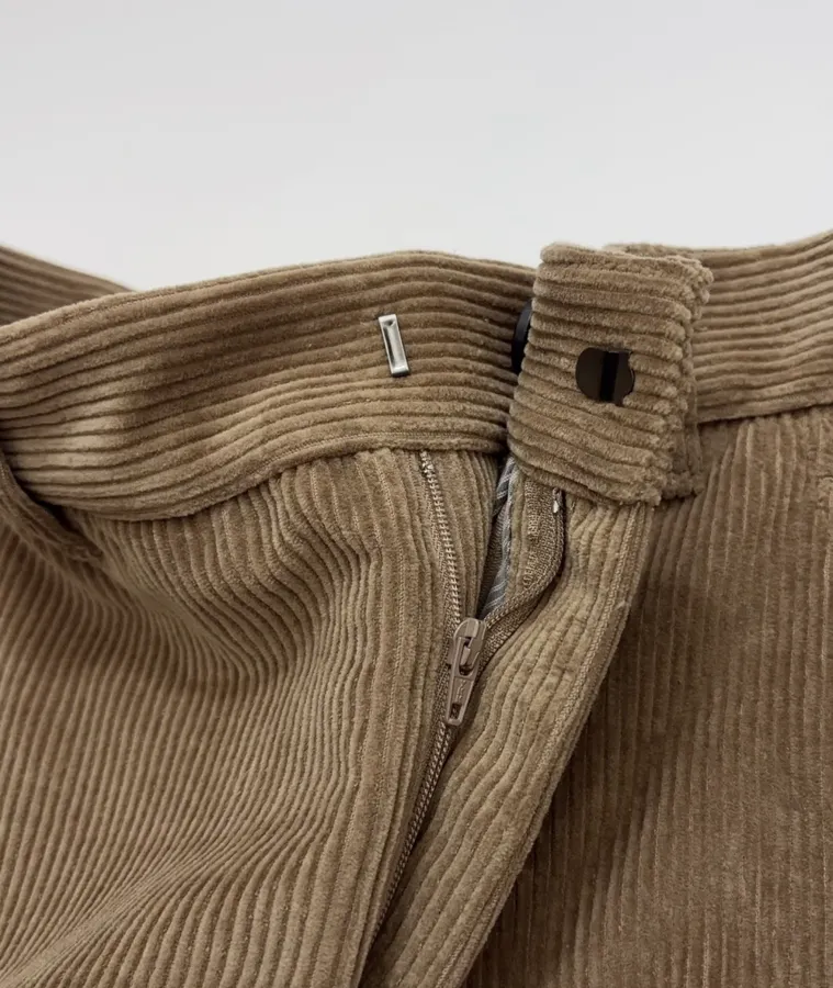 Taupe Corduroy High-Waist Straight-Leg Trousers in Taupe, product view 06