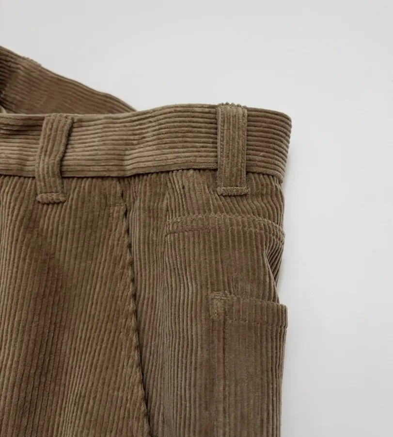 Taupe Corduroy High-Waist Straight-Leg Trousers in Taupe, product view 08