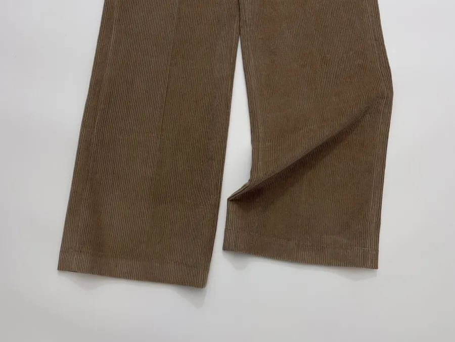 Taupe Corduroy High-Waist Straight-Leg Trousers in Taupe, product view 09