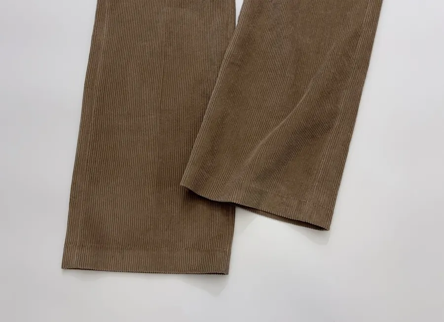 Taupe Corduroy High-Waist Straight-Leg Trousers in Taupe, product view 10