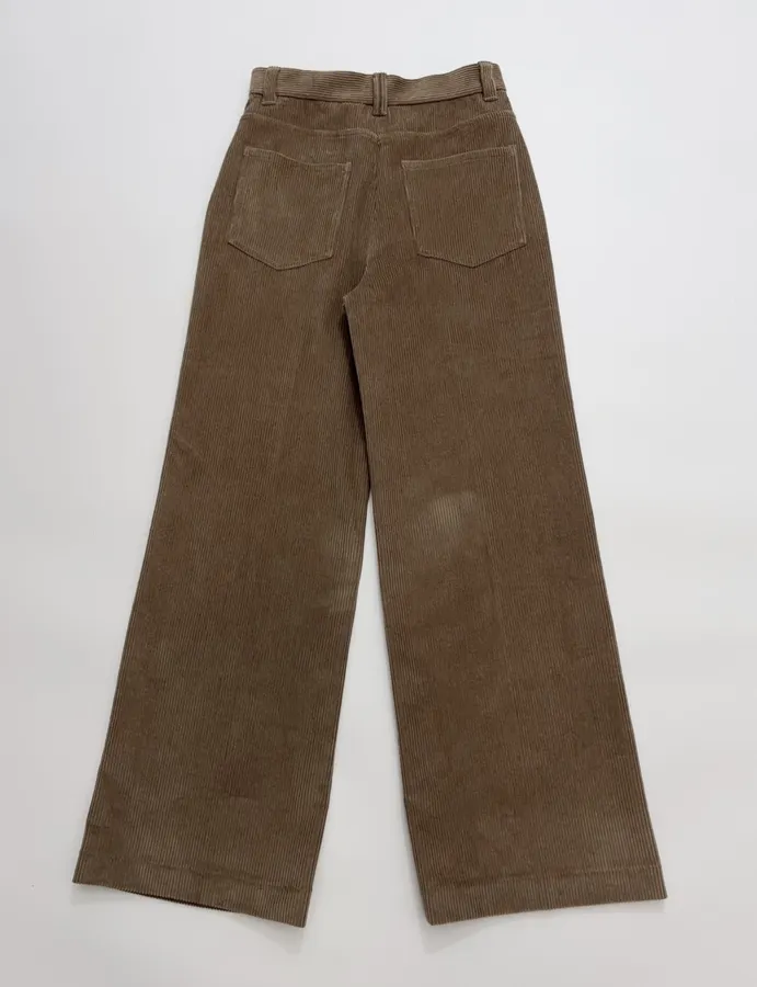 Taupe Corduroy High-Waist Straight-Leg Trousers in Taupe, product view 14
