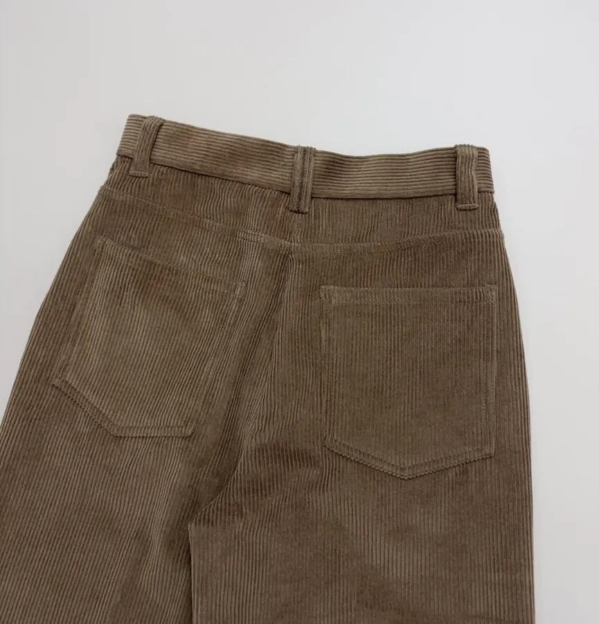 Taupe Corduroy High-Waist Straight-Leg Trousers in Taupe, product view 15