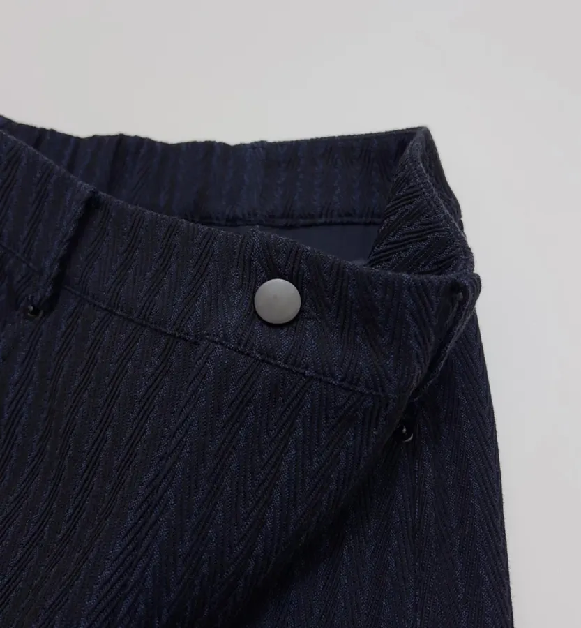 Navy Pinstripe High-Waist Straight-Leg Trousers in Navy, product view 05