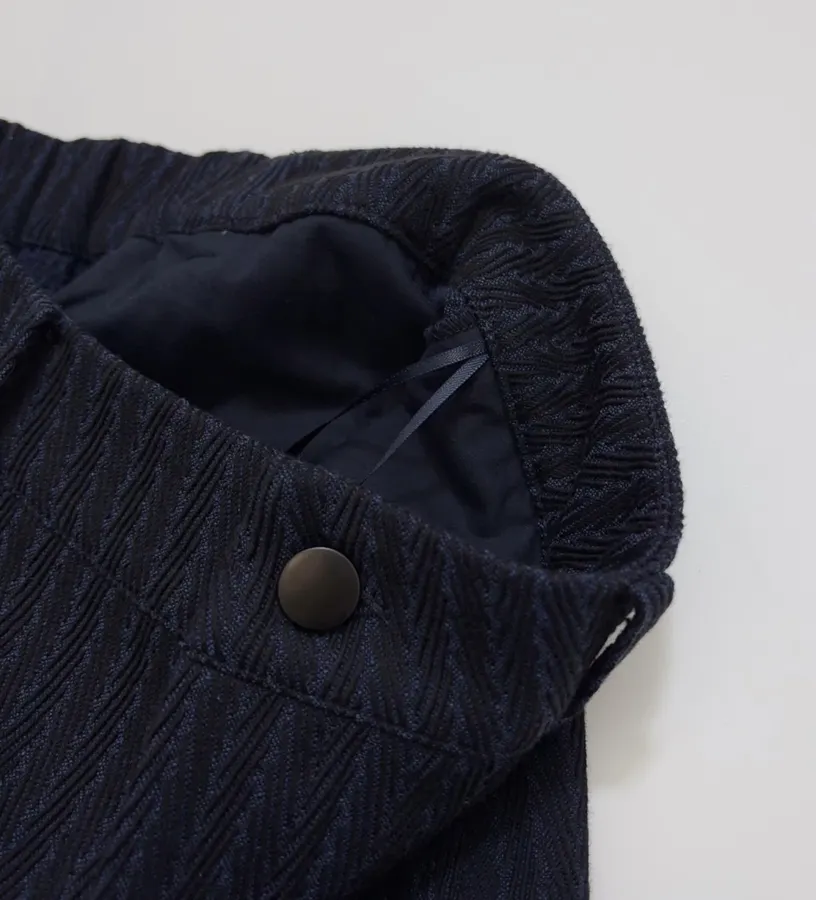 Navy Pinstripe High-Waist Straight-Leg Trousers in Navy, product view 07