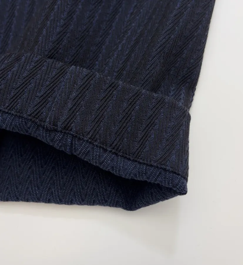 Navy Pinstripe High-Waist Straight-Leg Trousers in Navy, product view 11