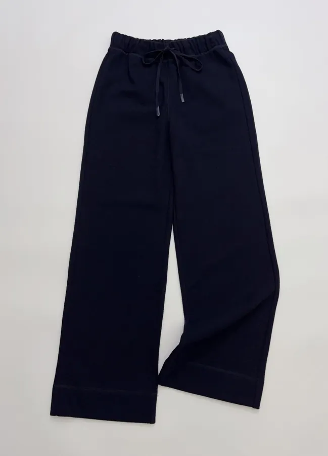 Navy Drawstring-Waist Wide-Leg Trousers in Navy, product view