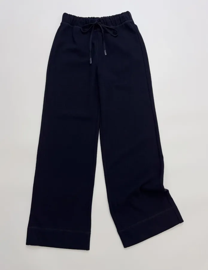 Navy Drawstring-Waist Wide-Leg Trousers in Navy, product view 02