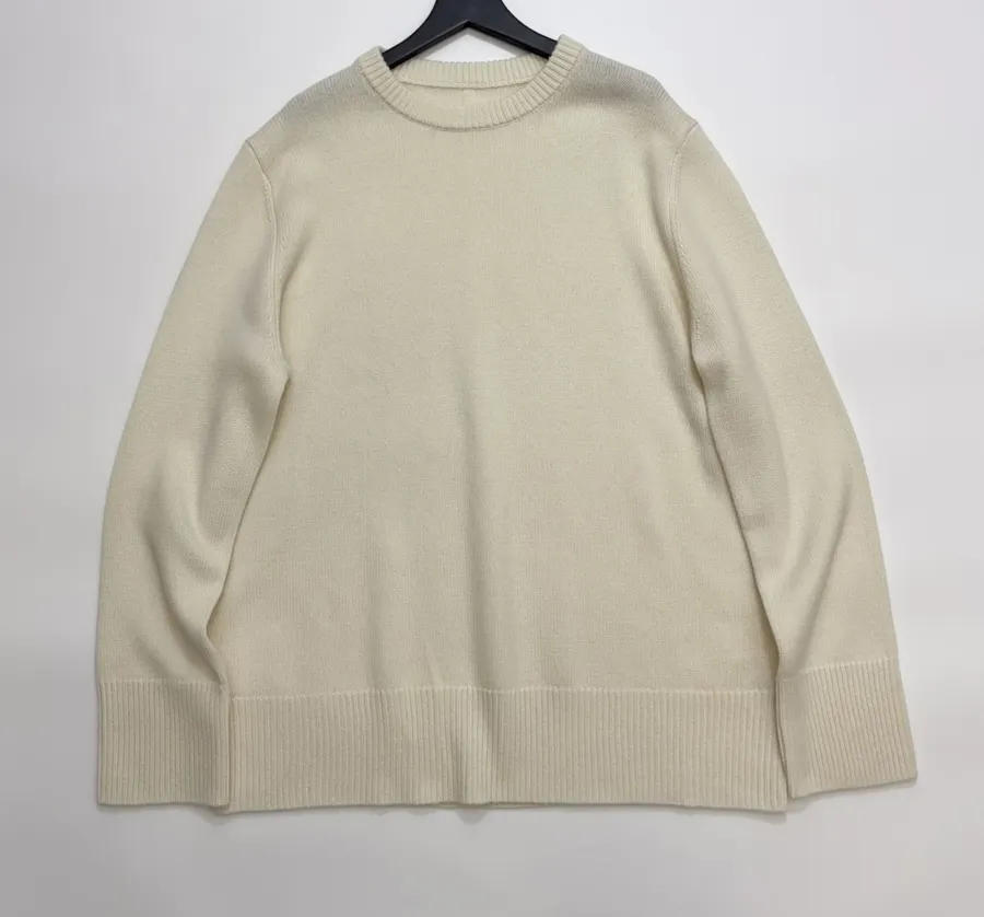 Ivory Essential Crew-Neck Knit Sweater in Off-White, product view 01