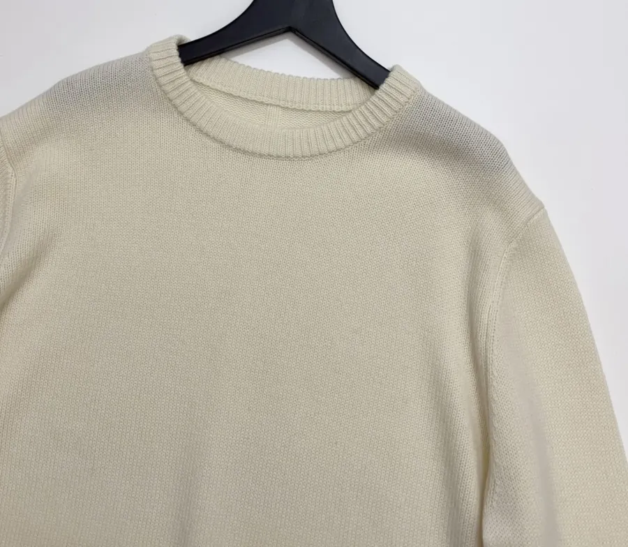 Ivory Essential Crew-Neck Knit Sweater in Off-White, product view 02