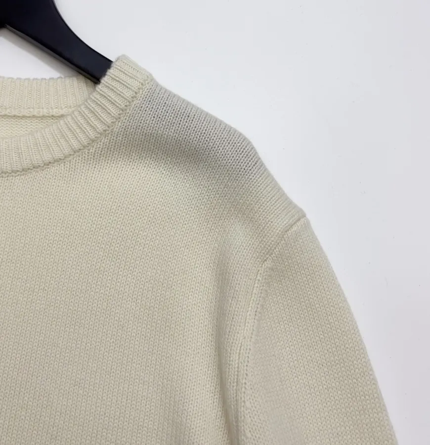 Ivory Essential Crew-Neck Knit Sweater in Off-White, product view 03