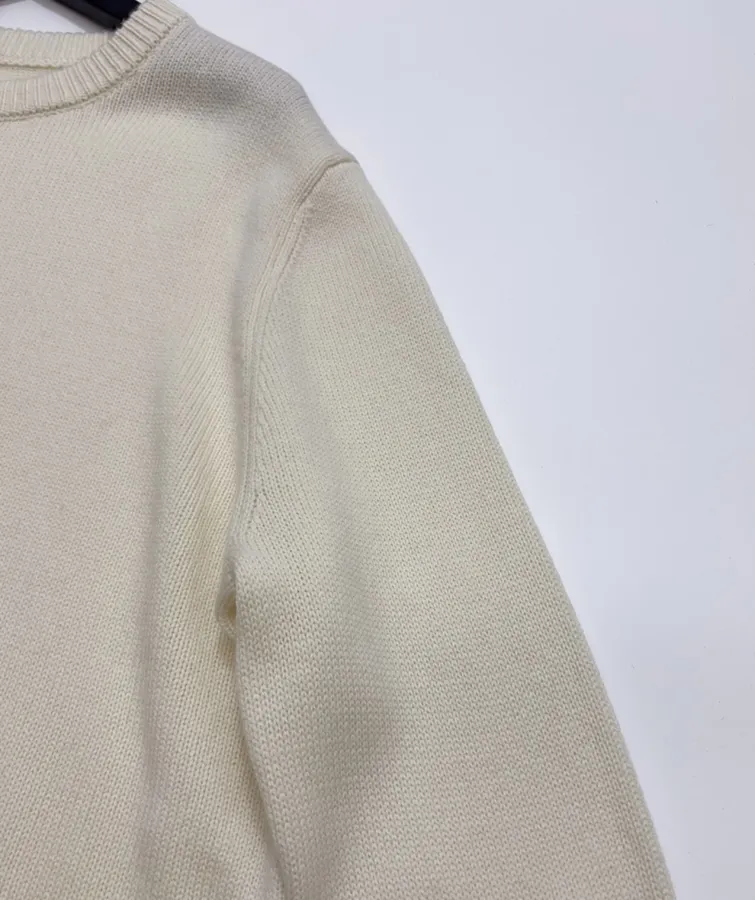 Ivory Essential Crew-Neck Knit Sweater in Off-White, product view 04
