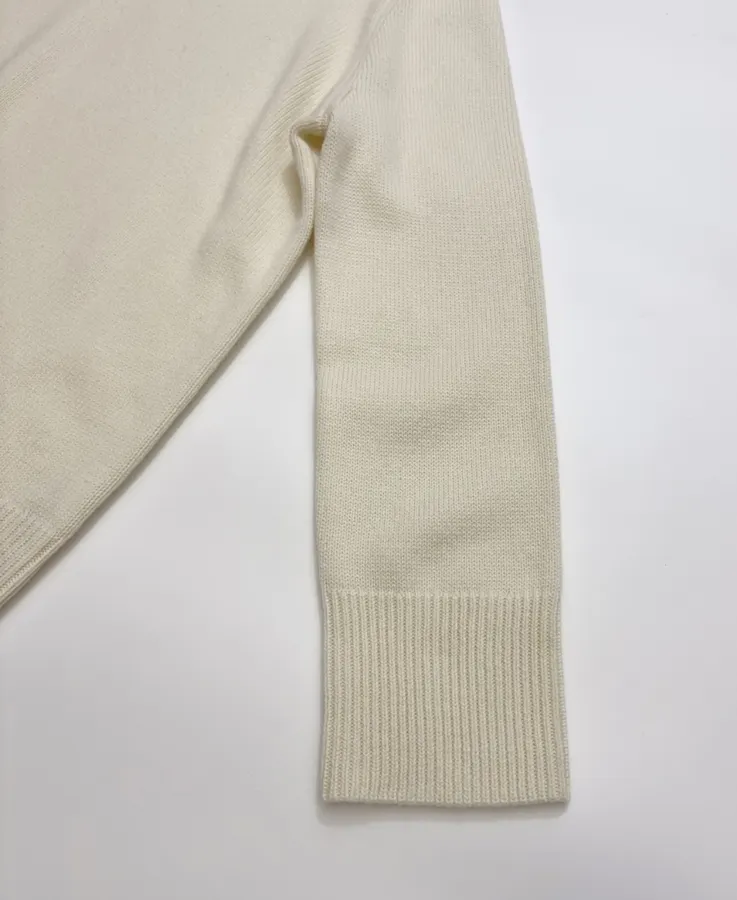 Ivory Essential Crew-Neck Knit Sweater in Off-White, product view 05