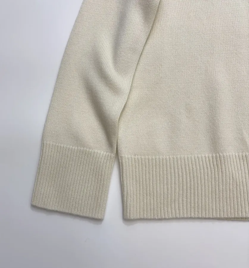 Ivory Essential Crew-Neck Knit Sweater in Off-White, product view 08
