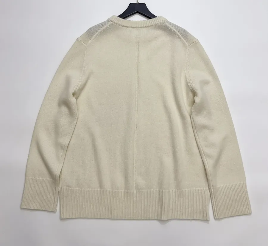 Ivory Essential Crew-Neck Knit Sweater in Off-White, product view 13