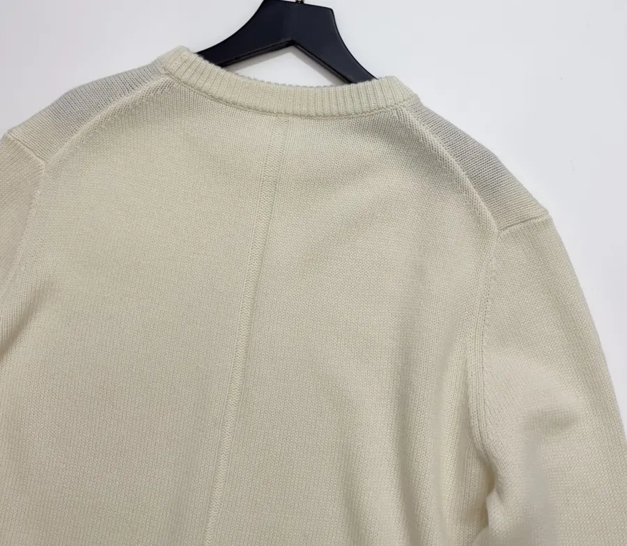 Ivory Essential Crew-Neck Knit Sweater in Off-White, product view 14