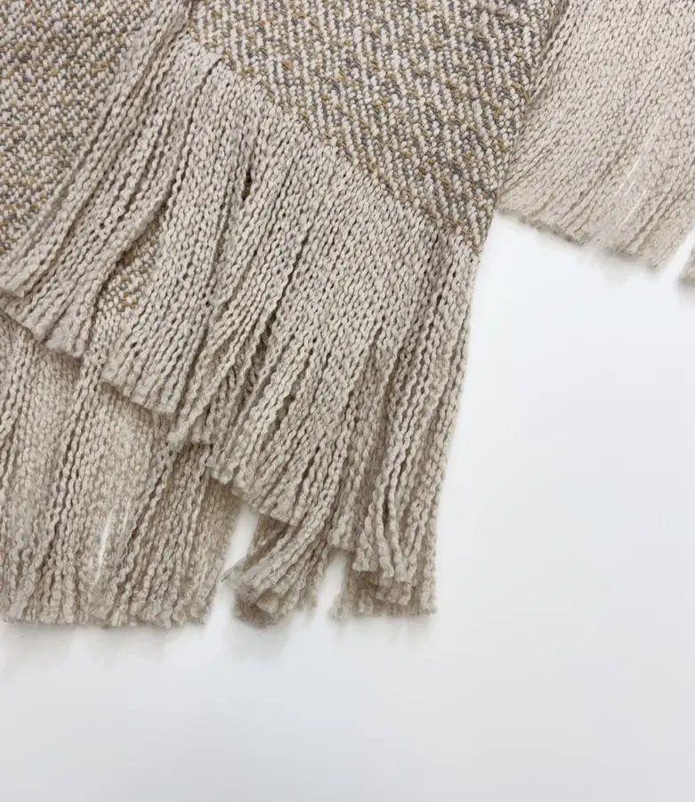 Retro Mixed-Color Yarn Tasseled Edge Thick and Soft Wool Scarf Shawl Coat in Taupe, product view 09