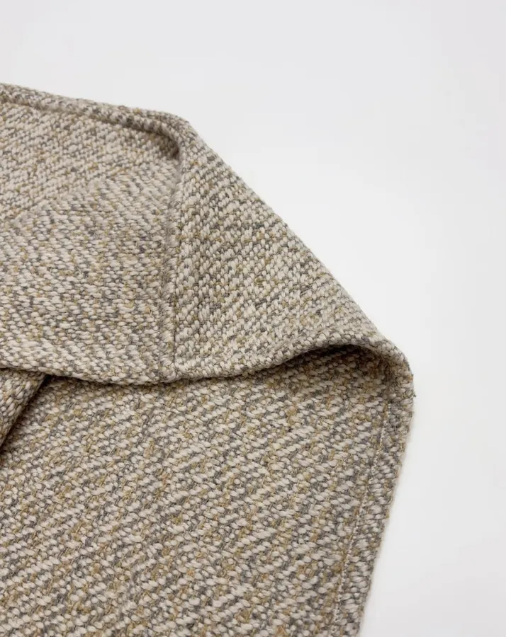 Retro Mixed-Color Yarn Tasseled Edge Thick and Soft Wool Scarf Shawl Coat in Taupe, product view 13