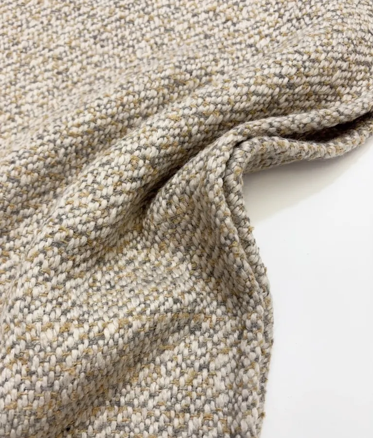 Retro Mixed-Color Yarn Tasseled Edge Thick and Soft Wool Scarf Shawl Coat in Taupe, product view 14
