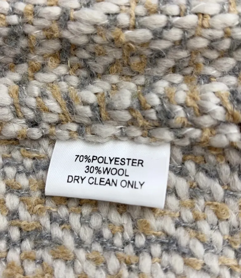 Retro Mixed-Color Yarn Tasseled Edge Thick and Soft Wool Scarf Shawl Coat in Taupe, product view 18