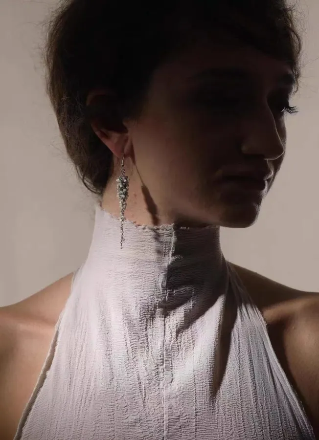 Silver Crystal Tassel Drop Earrings in Silver, product view 01