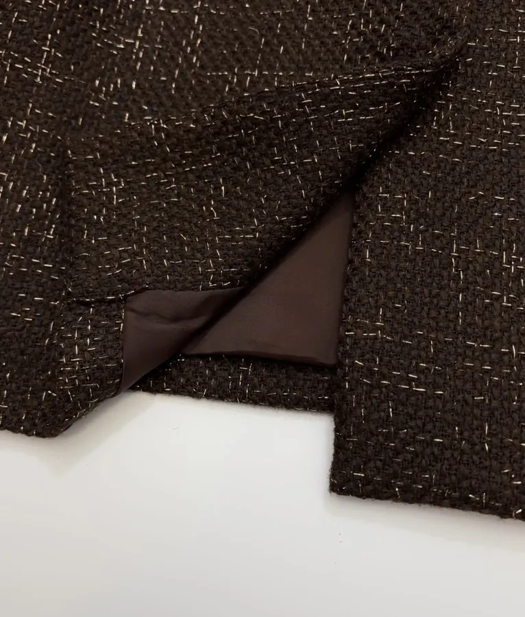 Brown Mélange Stand-Collar Button Jacket in Brown, product view 12