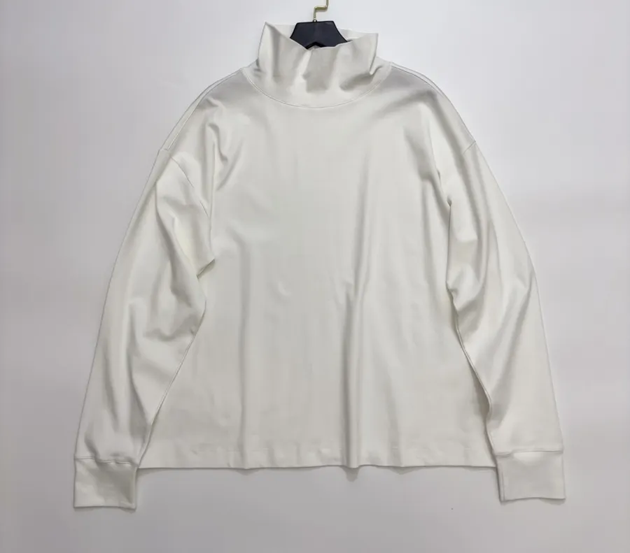 Ivory Mock-Neck Long-Sleeve Knit Top in Off-White, product view 01